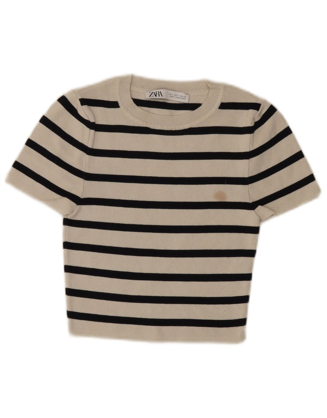 Zara Womens Crop Top UK 8 Small White Striped Viscose