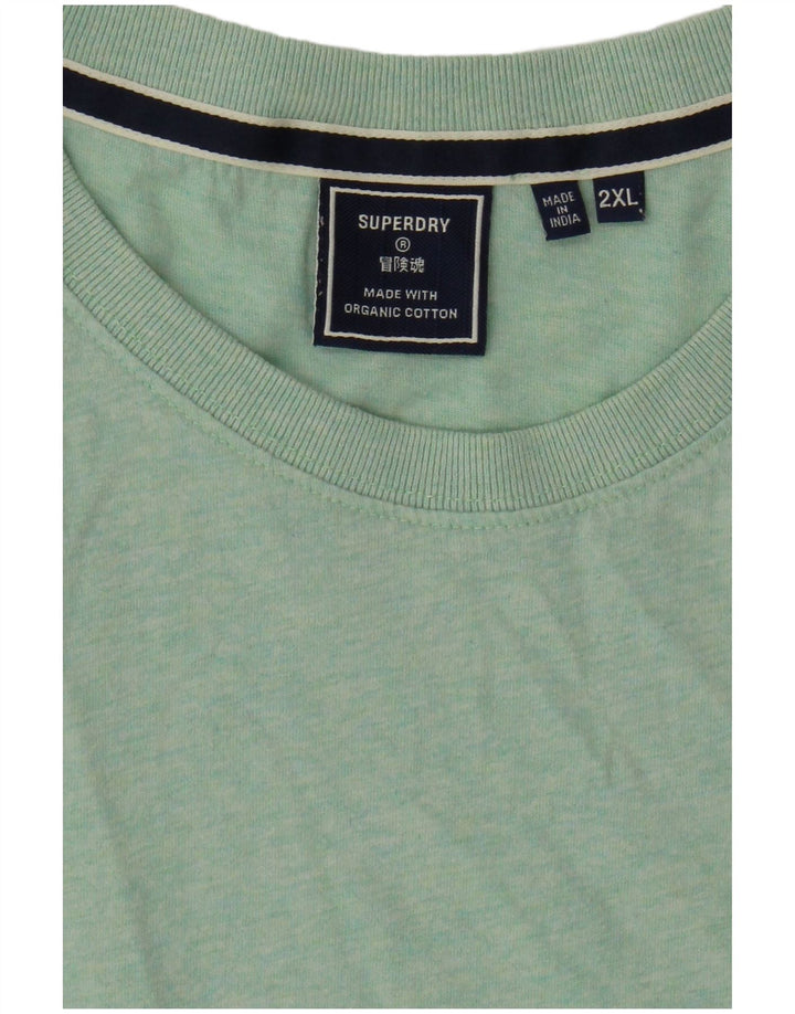 SUPERDRY Mens T-Shirt Top 2XL Green Cotton