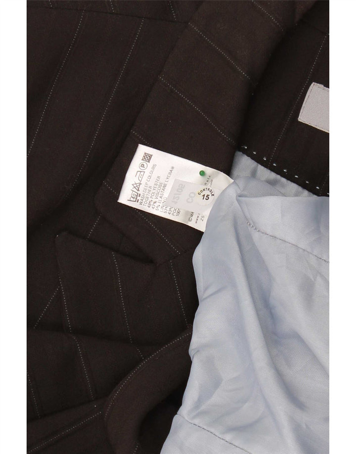 Marks & Spencer overfrakke til kvinder UK 20 2XL brun nålestribet polyester