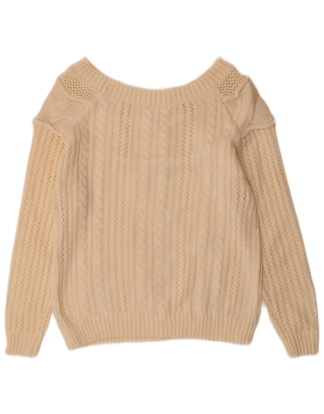 Vintage Dame Boat Neck Jumper Sweater UK 12 Medium Off White
