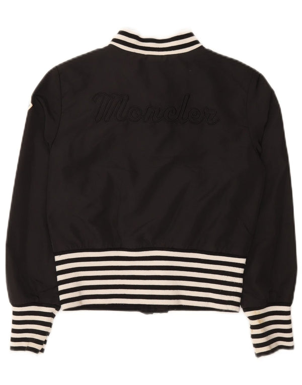 Moncler Girls Crop Bomber Jacket 9-10 År Sort Stribet Polyamid