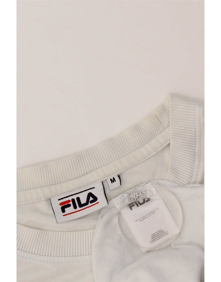 Fila Herre Grafisk T-Shirt Top Medium Hvid Bomuld