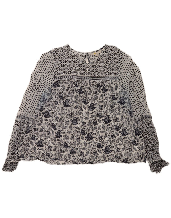 Boden Womens See Through Long Sleeve Blouse Top UK 18 XL White Floral