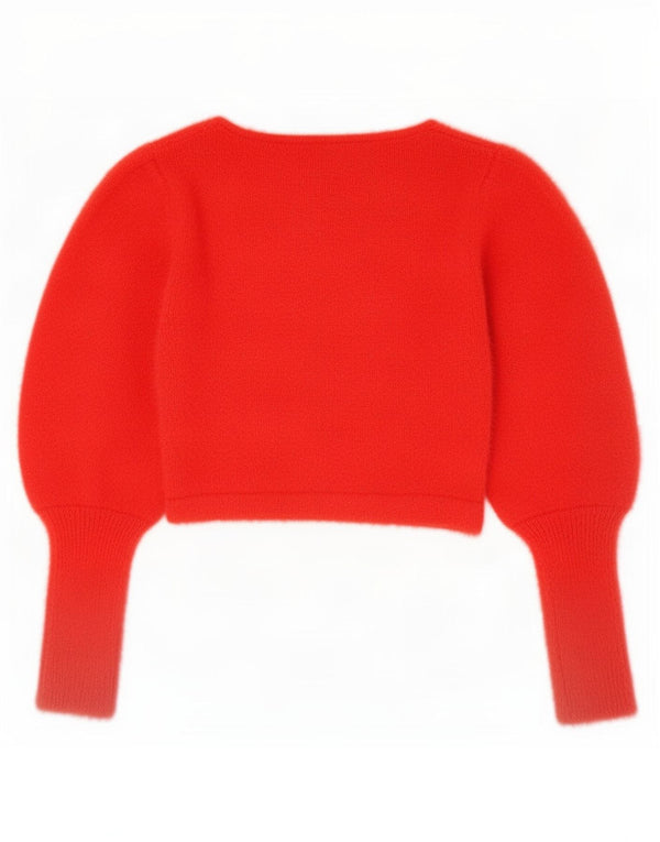 Zara Womens Crop Boat Neck Jumper Sweater UK 12 Medium Rød Nylon