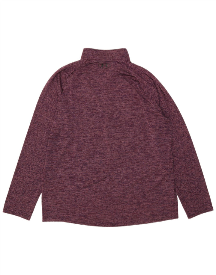 Under Armour Womens Zip Neck Pullover Træningsdragt Top UK 18 XL Lilla Flecked