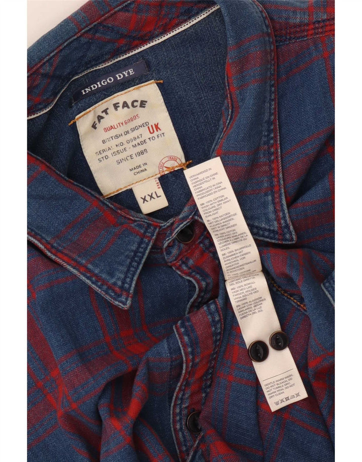 Fat Face herre indigo skjorte 2XL blå ternet bomuld