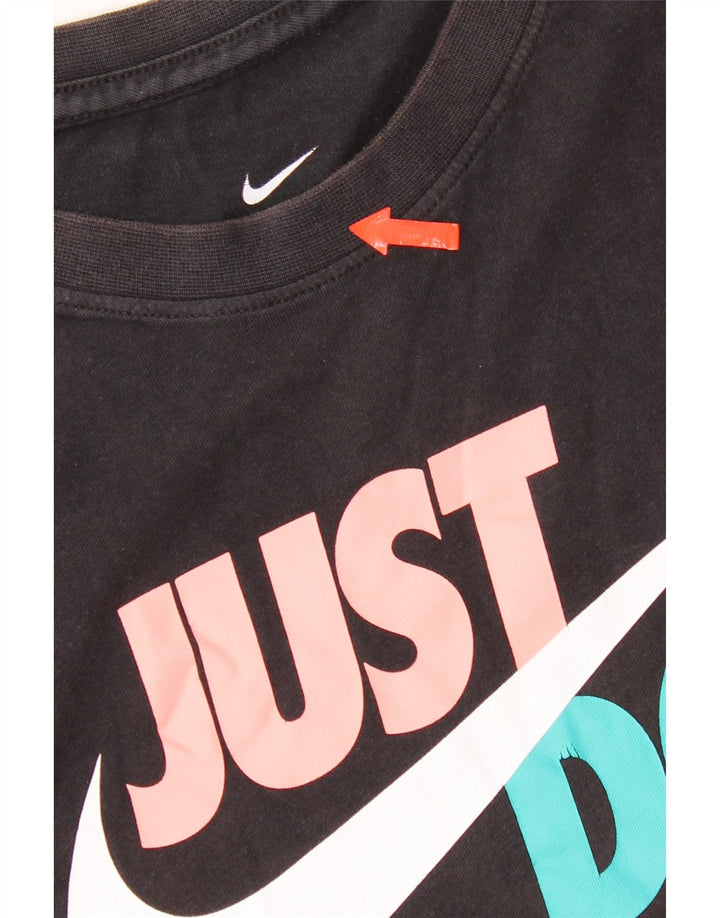 Nike Grafisk T-Shirt Top UK 14 Medium Sort Bomuld