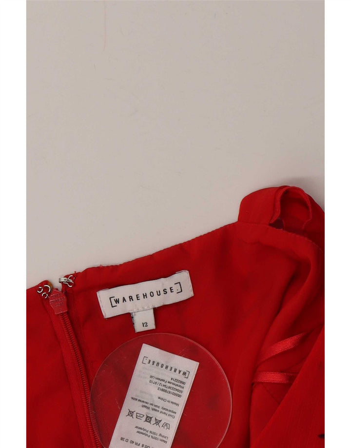 Warehouse Dame Halter Dress UK 12 Medium Red Floral