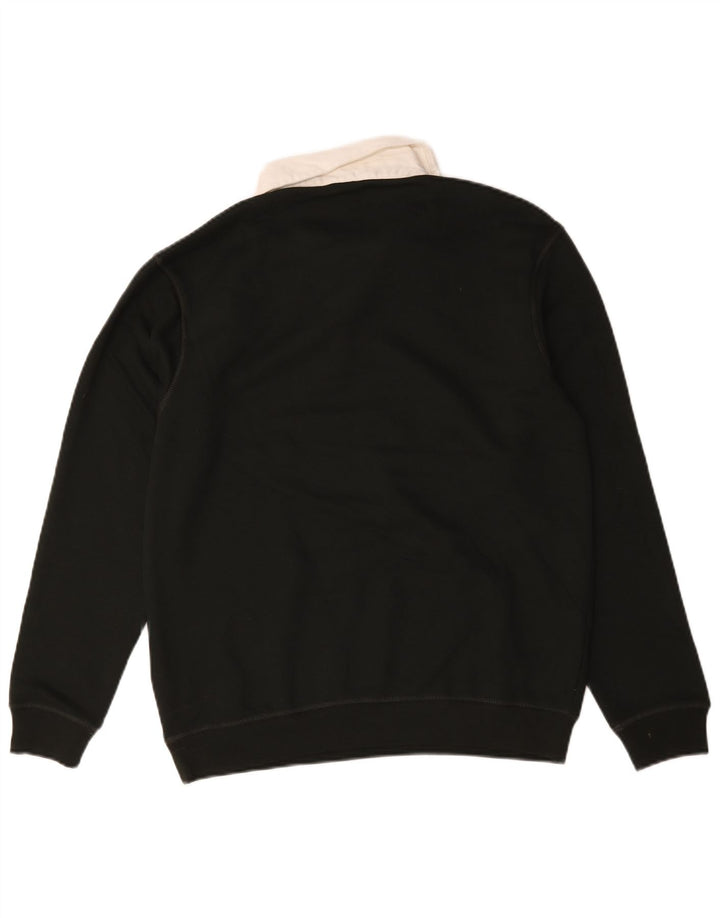 Zara Herre Polo Neck Sweatshirt Jumper lille sort bomuld