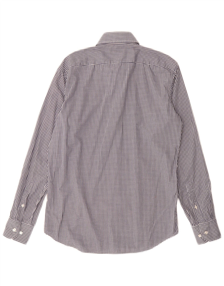 Hugo Boss Herre Regular Fit Skjorte Størrelse 38 15 Medium Marineblå Gingham Cotton