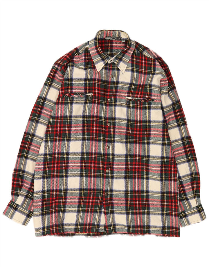 Vintage herre flannel skjorte størrelse 39/40 Medium rød ternet uld
