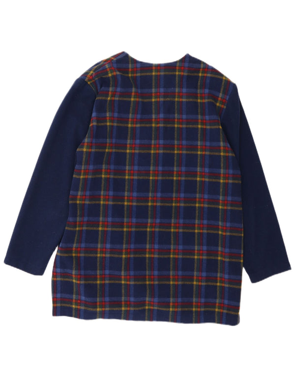 SCHMEINCK Dame Overfrakke UK 16 Large Navy Blue Check Wool