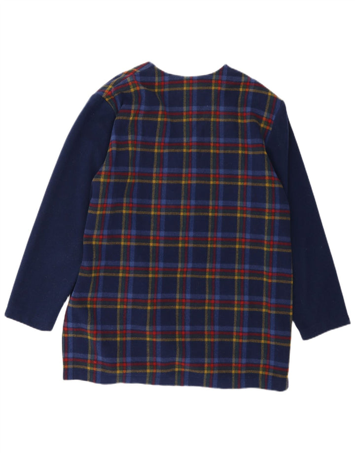 SCHMEINCK Dame Overfrakke UK 16 Large Navy Blue Check Wool