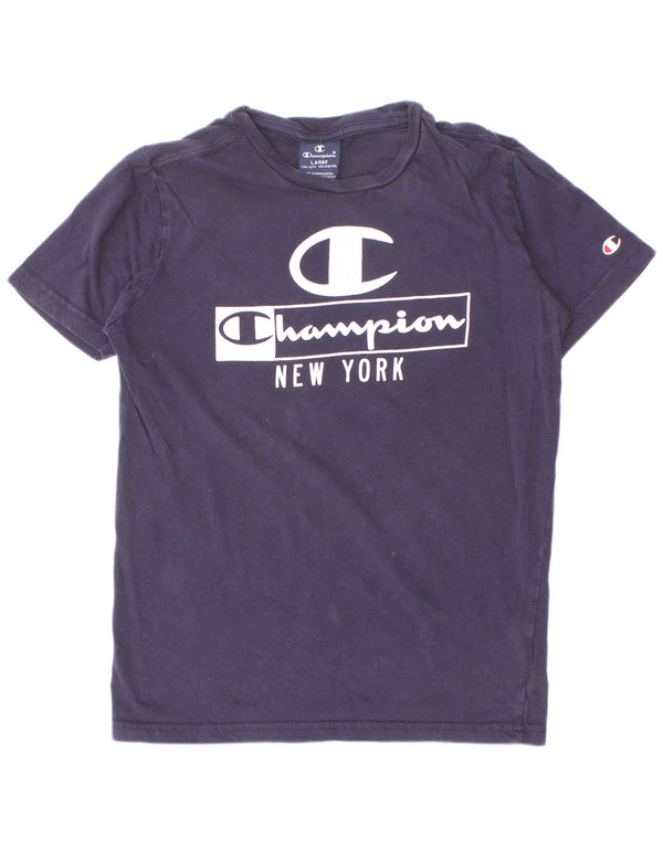 Champion Drenge Grafisk T-Shirt Top 11-12 År Stor Marineblå Bomuld
