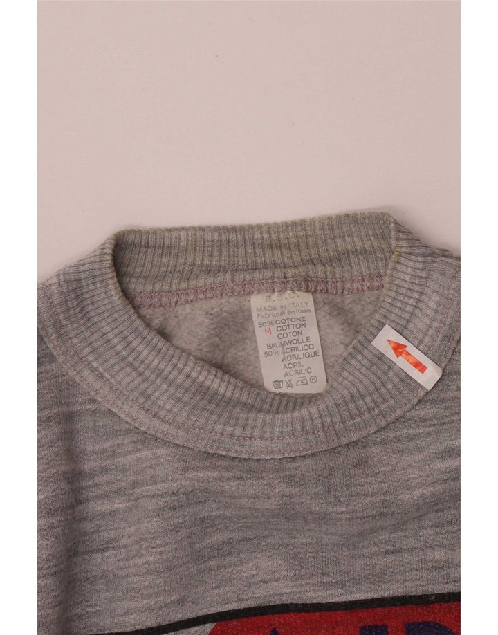 Vintage Dame grafisk sweatshirt Jumper UK 14 Medium Grey Colourblock