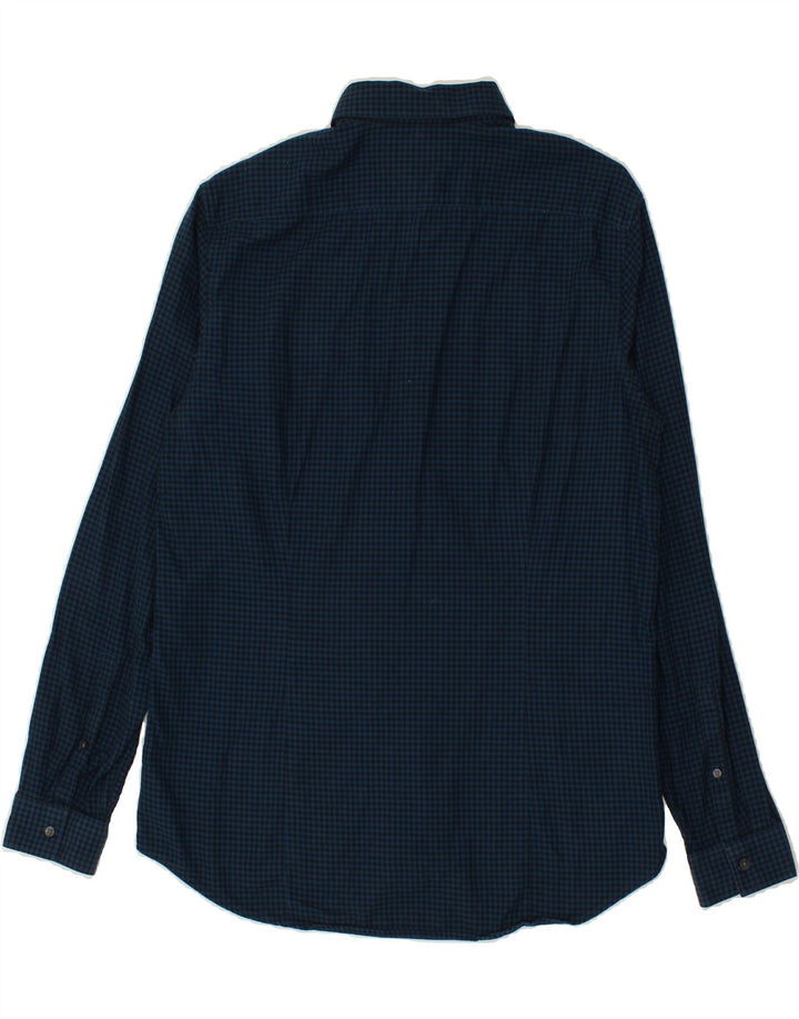 MICHAEL KORS Mens Slim Fit Shirt Large Navy Blue Check Cotton Vintage Michael Kors and Second-Hand Michael Kors from Messina Hembry 