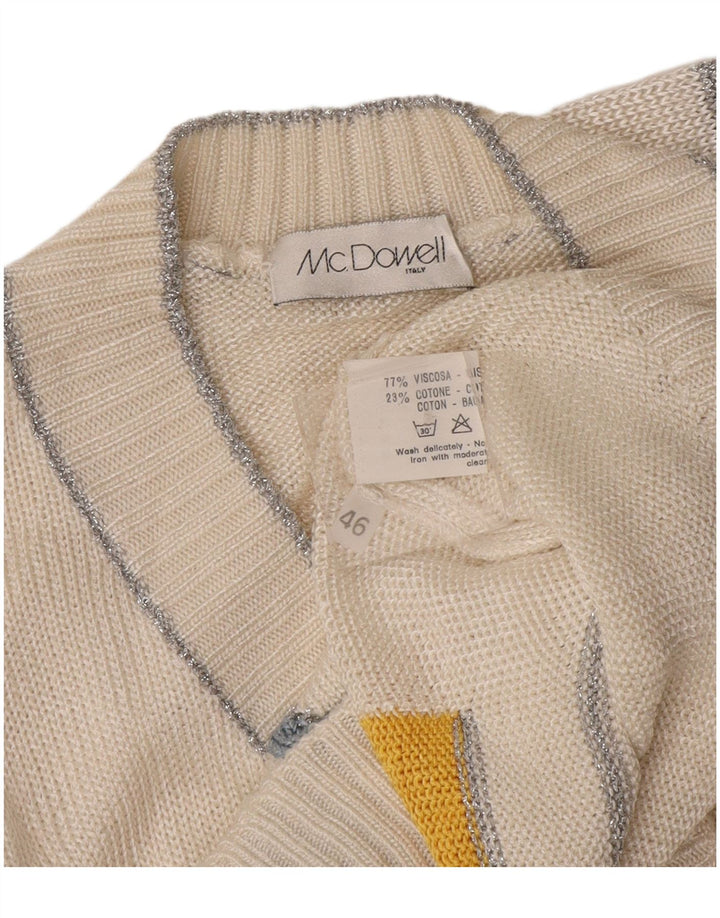 Mc. Dowell Dame V-hals sweater IT 46 Stor hvid geometrisk viskose