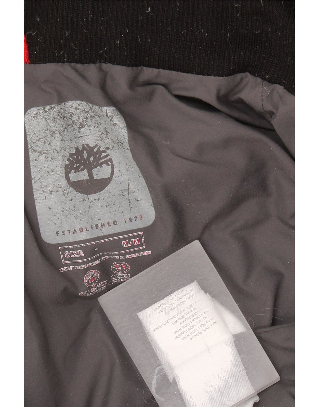 TIMBERLAND Herre hættepolstret jakke UK 38 Medium Sort Polyester
