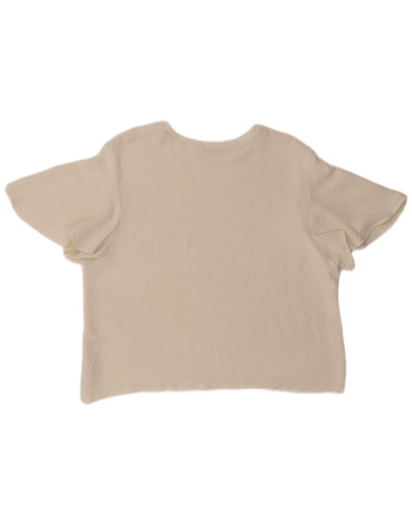 Zara Dame Bluse Top UK 16 Large White Polyester