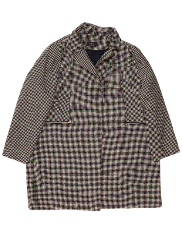 Marks & Spencer Dameoverfrakke UK 22 3XL Marineblå Houndstooth Polyester