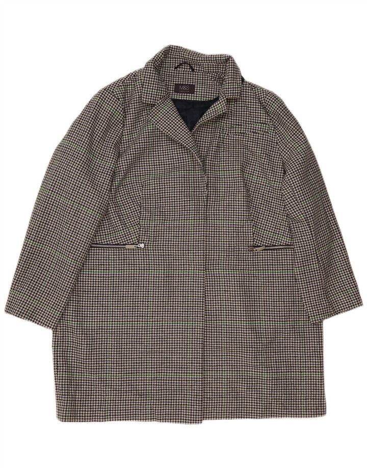 Marks & Spencer Dameoverfrakke UK 22 3XL Marineblå Houndstooth Polyester