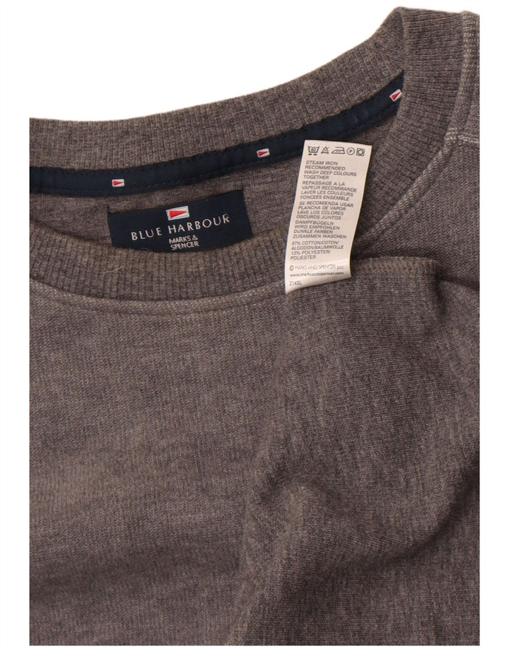 Marks & Spencer Herre Blue Harbor Top Langærmet 2XL Grå Colourblock