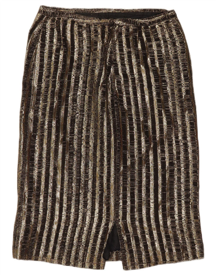 Vintage kvinders 2-delt nederdelsæt UK 14 Medium W29 Brun stribet