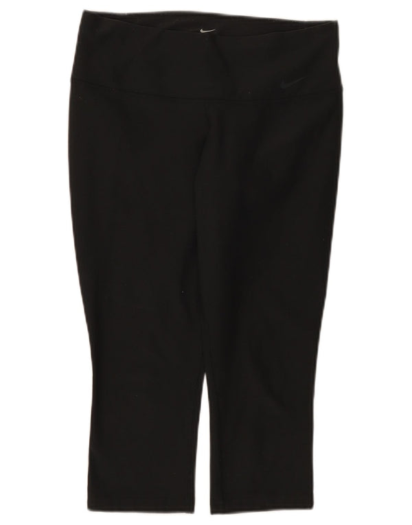 Nike Dame Dri Fit Capri Leggings UK 8 Small Black Polyester
