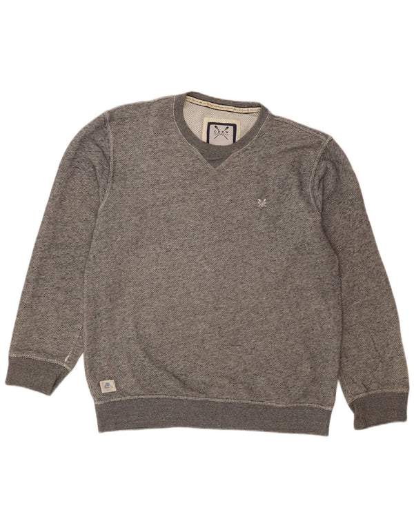 Crew Clothing Mens Sweatshirt Jumper Medium Grey Flecked Cotton