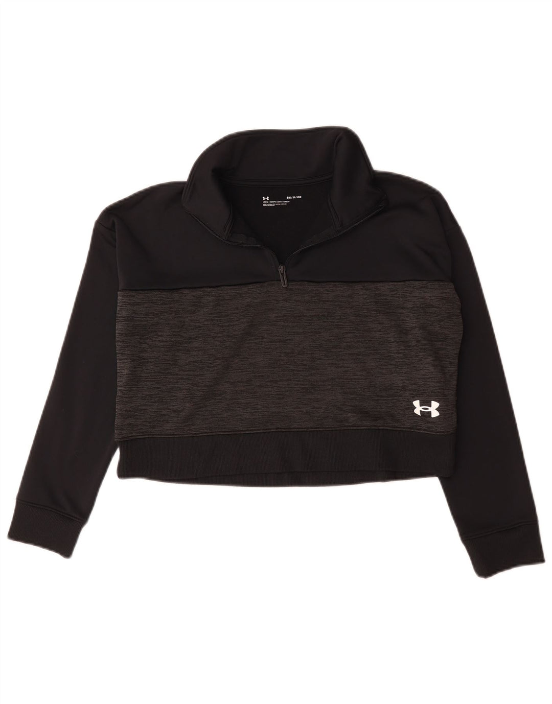 Under Armour Dame Oversized Crop Sweatshirt Jumper UK 10 Small Black