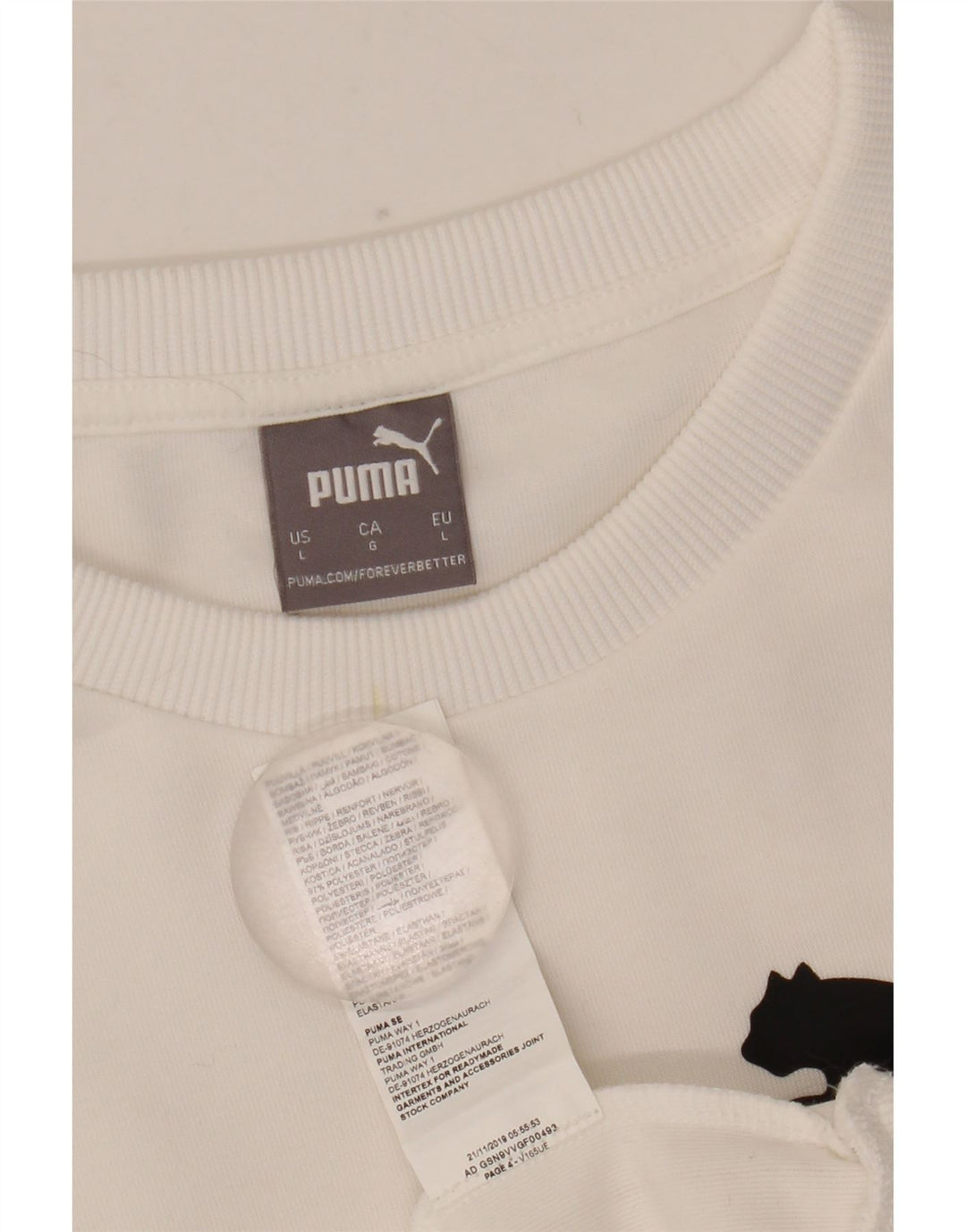 Puma Herre Grafisk Sweatshirt Jumper Stor Hvid Polyester