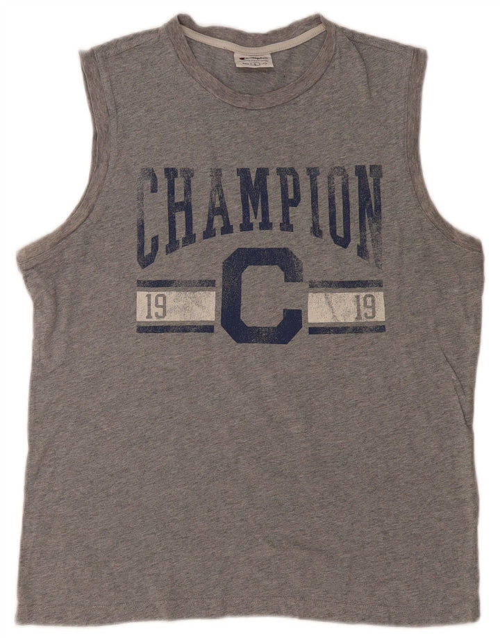 CHAMPION Mens Graphic Vest Top Large Grey