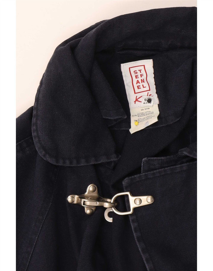 Stefanel Boys Loose Fit Duffle Coat 9-10 år Navy Blue Cotton