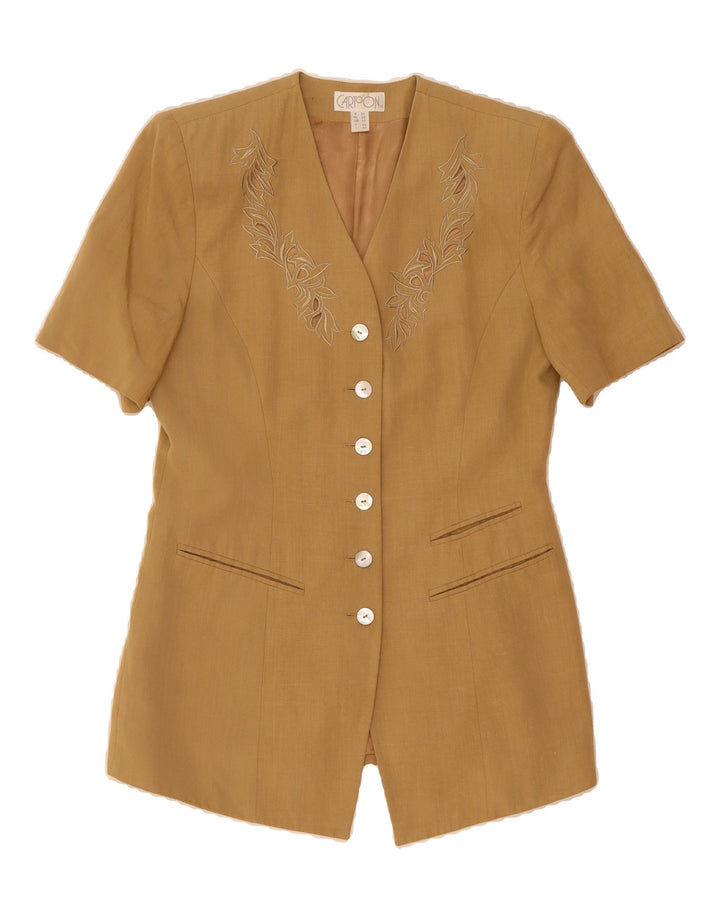 CARTOON Womens Short Sleeve Blazer Jacket UK 12 Medium  Beige Floral Vintage Cartoon and Second-Hand Cartoon from Messina Hembry 