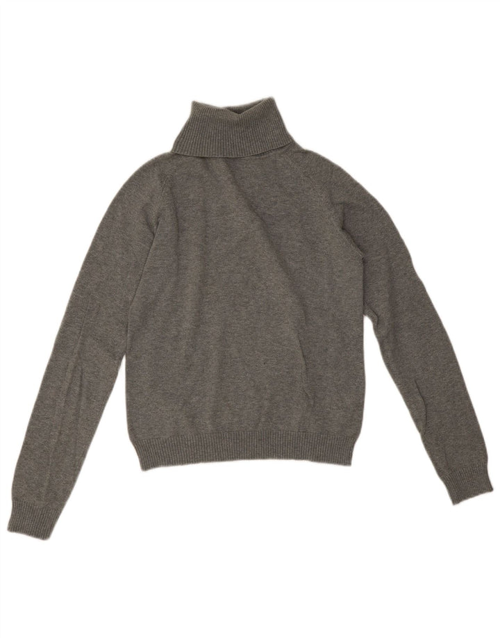 Zara Dame Crop Roll Neck Jumper Sweater UK 12 Medium Grey Bomuld