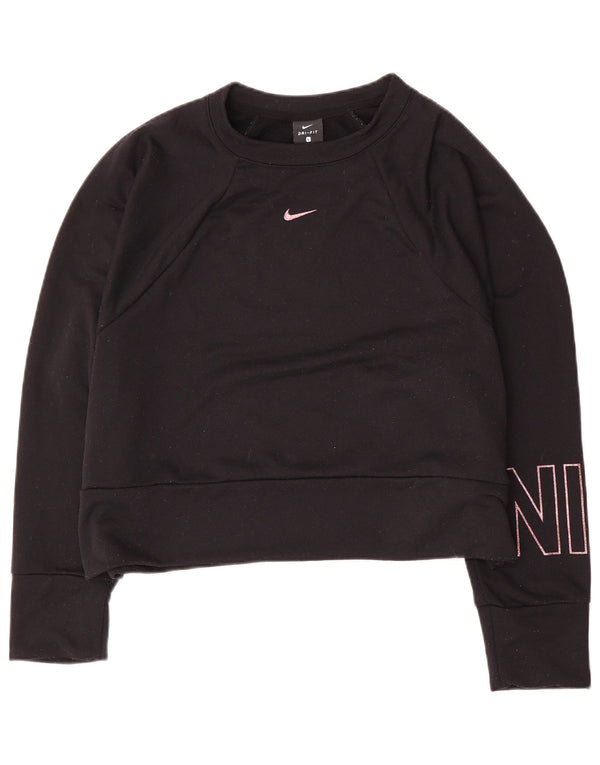 Nike Dame Dri Fit Grafisk Oversized Sweatshirt Jumper UK 16 Large Sort