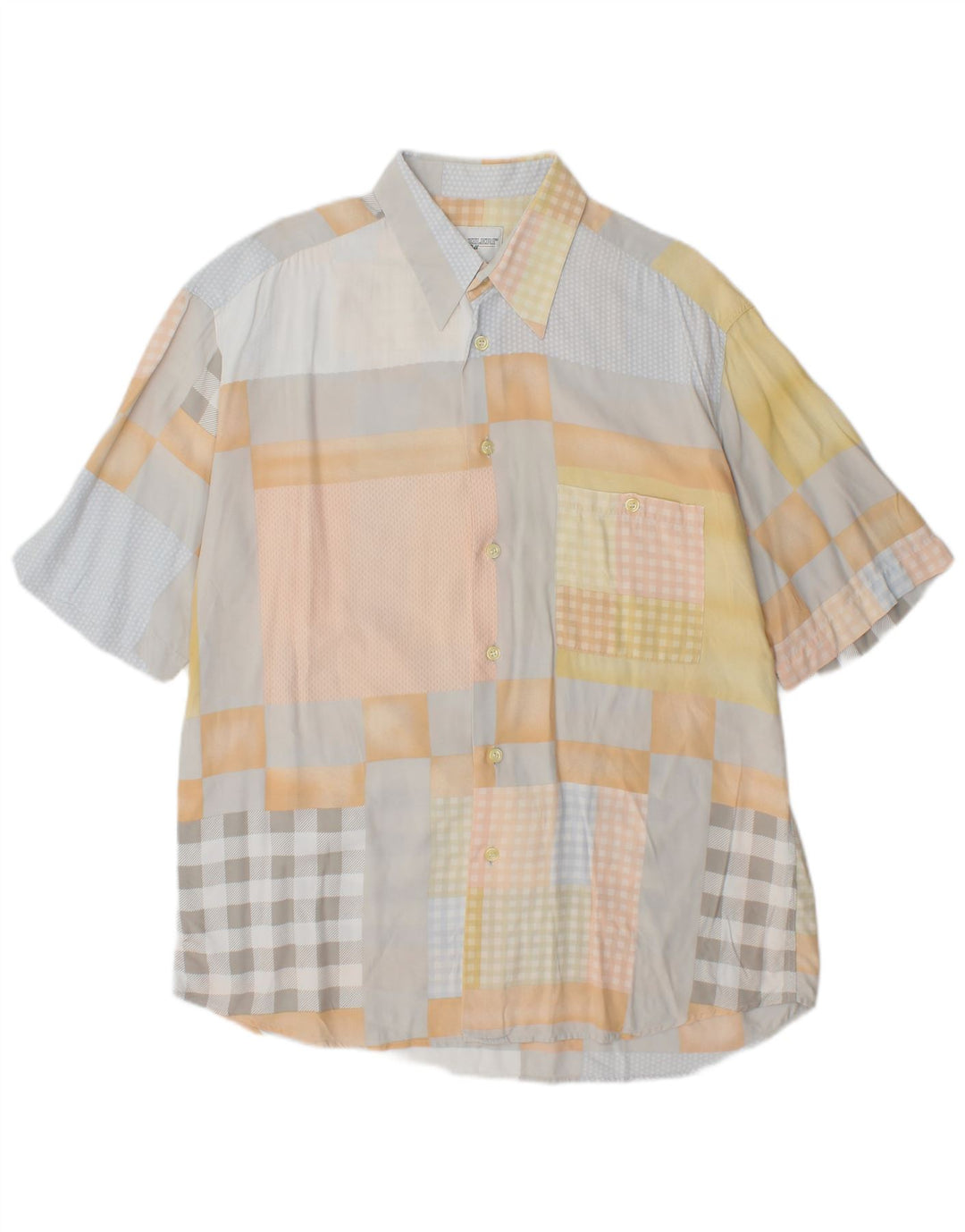 PAL ZILERI Kortærmet Herreskjorte Stor flerfarvet Patchwork Viscose