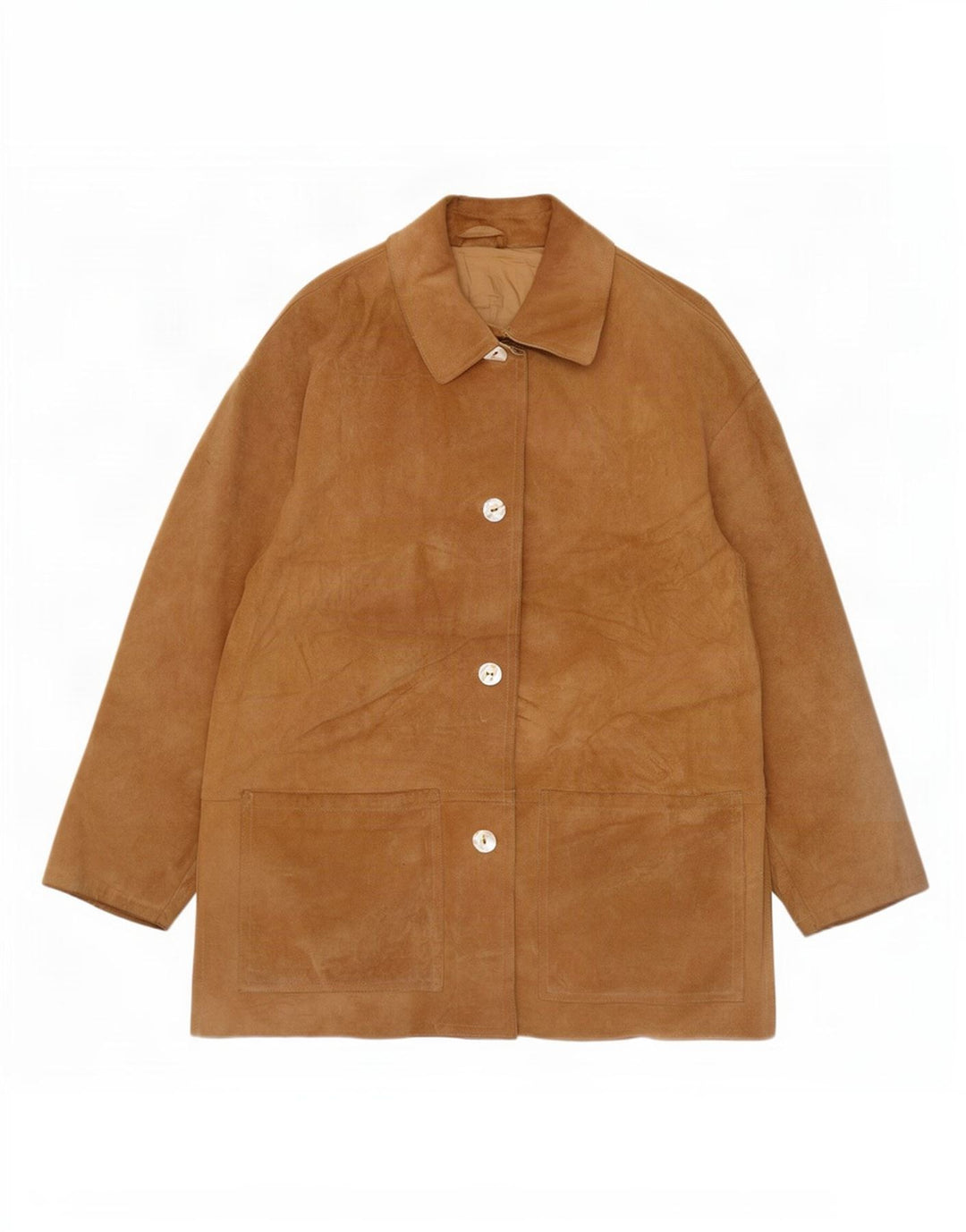 Vintage oversized ruskindsfrakke til kvinder IT 42 Medium Beige Læder