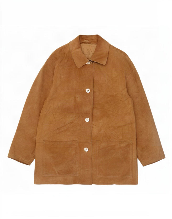 Vintage oversized ruskindsfrakke til kvinder IT 42 Medium Beige Læder