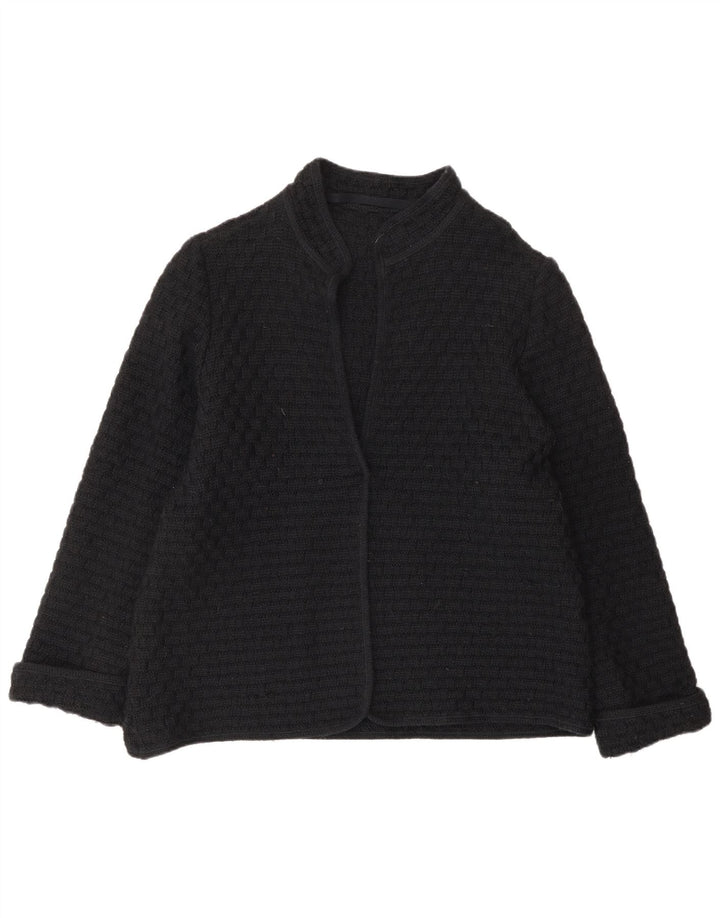 Vintage dame cardigan sweater UK 12 Medium Black Wool