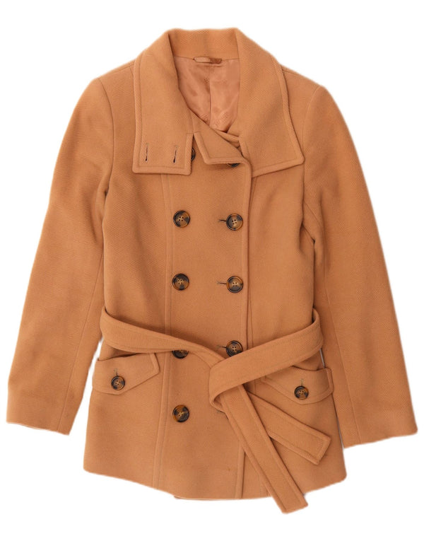HOBBS Womens Pea Coat UK 8 Small Beige Uld