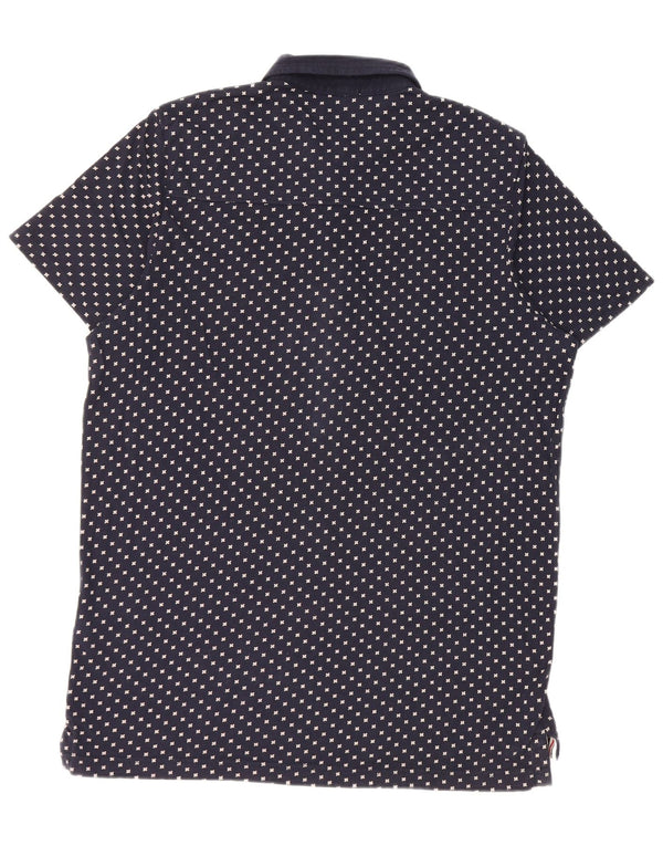 Tommy Hilfiger Herre Kortærmet Polo Shirt 2XL Navy Blue Flecked Bomuld