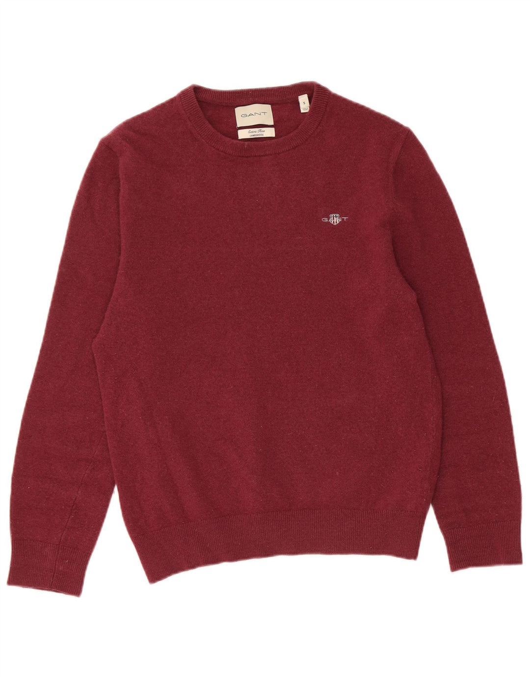 Gant Herre Crew Neck Jumper Sweater Lille Bourgogne lammeuld