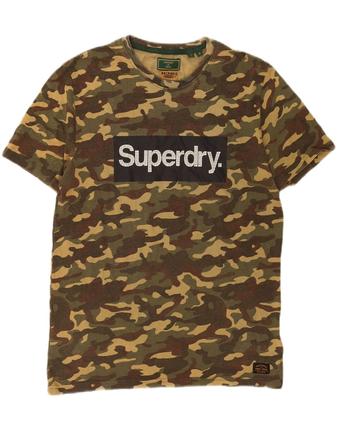 Superdry Grafisk T-shirt til mænd, mellemgrøn Camouflage Bomuld