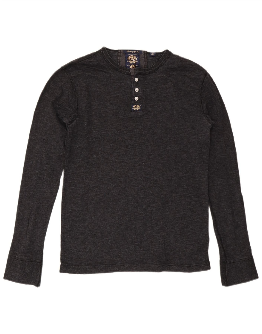 SUPERDRY Herre top Langærmet mellemgrå bomuld