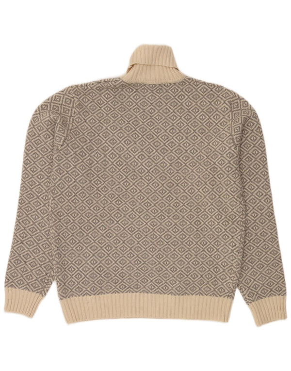 Marina Militare Herre Roll Neck Jumper Sweater 3XL Beige Geometrisk Lammeuld