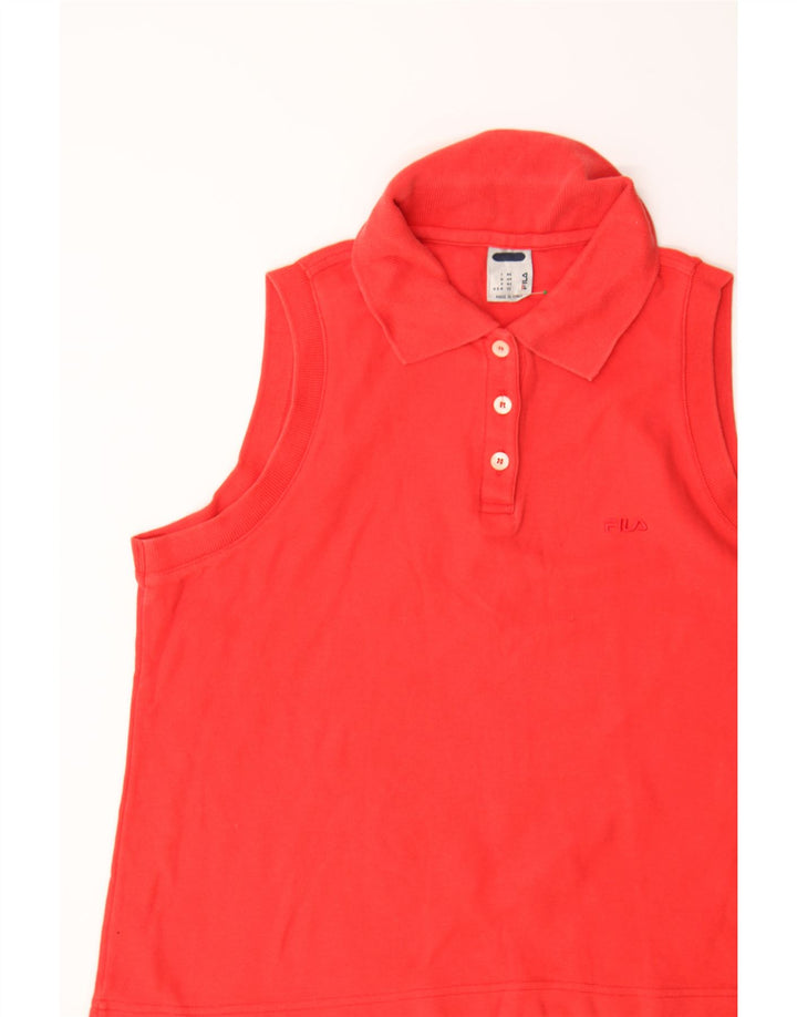 FILA Womens Sleeveless Polo Shirt US 10 Large Red Cotton Vintage Fila and Second-Hand Fila from Messina Hembry 