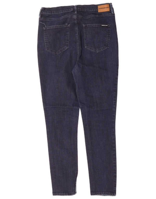 CALVIN KLEIN Dame Højtaljede Skinny Jeans US 12 Large W32 L28 Marineblå