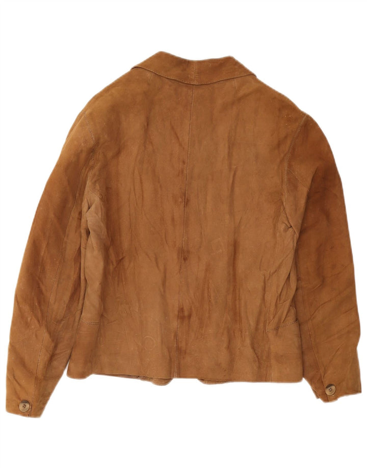 Vintage dame 3-knaps ruskindsblazerjakke UK 12 medium brun