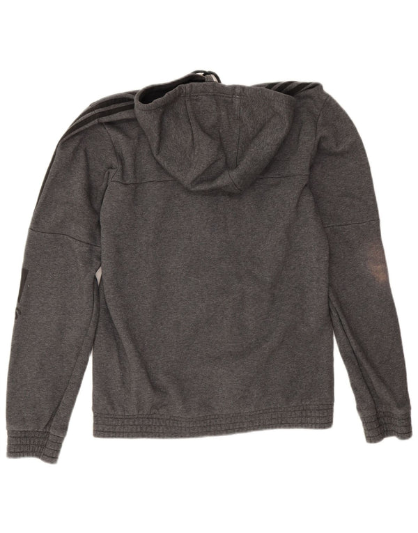 Adidas Herre grafisk hættetrøje med lynlås, lille grå flækket bomuld